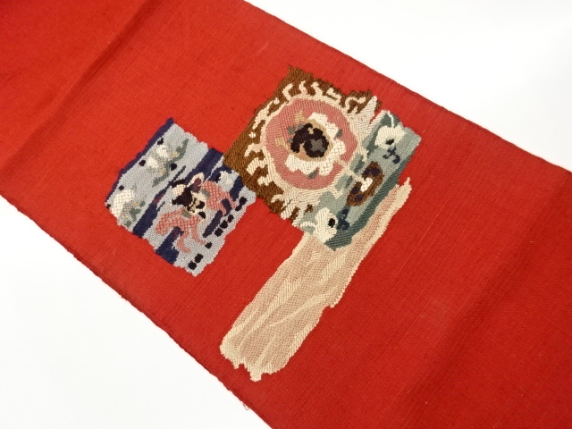 JAPANESE NAGOYA OBI / TSUMUGI / WOVEN SHIKISHI PATTERN